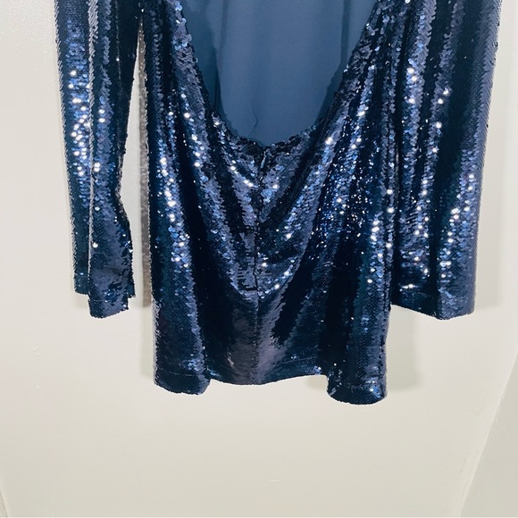 NWT Sabina Musayev Arena Sequin Cutout Mini Dress Blue Size S Party Cocktail - Picture 14 of 14